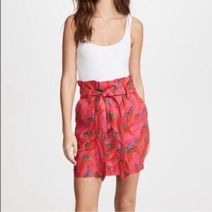 FARM Rio Chili Pepper Paperbag Mini Skirt with Tie Front